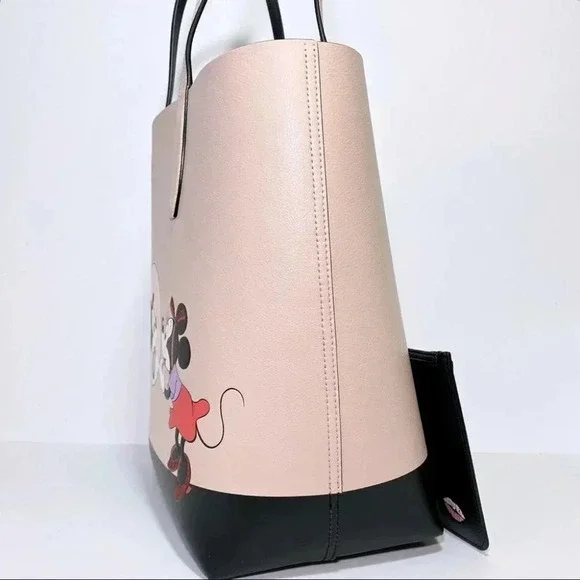 Kate Spade Disney Minnie Mouse Tote Bag with Black Wristlet Pouch Set NWT